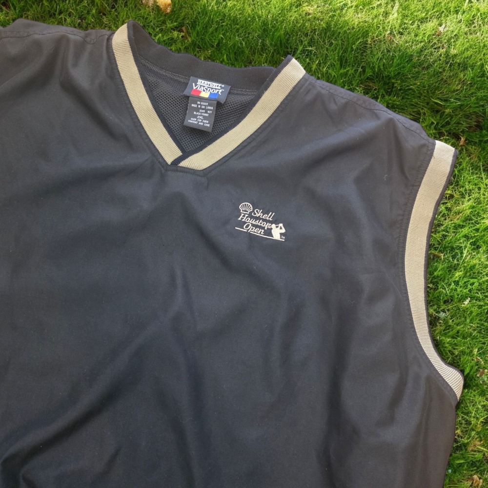 Vintage Shell Houston Open Sleeveless‎ Windbreaker Blue Vest - 2XL